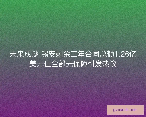 未来成谜 锡安剩余三年合同总额1.26亿美元但全部无保障引发热议