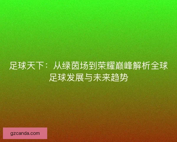足球天下：从绿茵场到荣耀巅峰解析全球足球发展与未来趋势